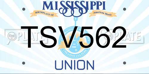 TSV562 Mississippi License Plate