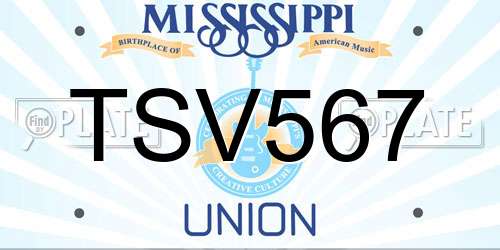 TSV567 Mississippi License Plate