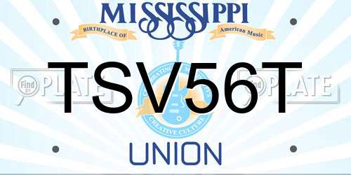 TSV56T Mississippi License Plate