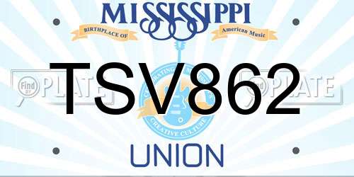 TSV862 Mississippi License Plate