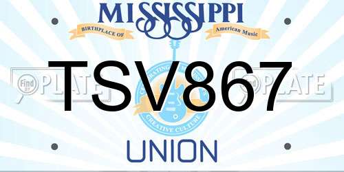 TSV867 Mississippi License Plate