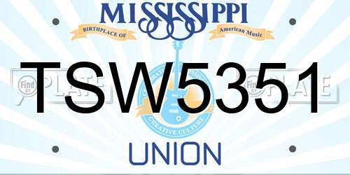 TSW5351 Mississippi License Plate
