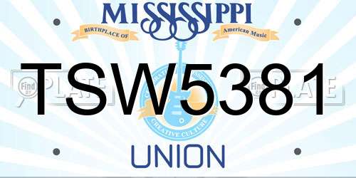 TSW5381 Mississippi License Plate