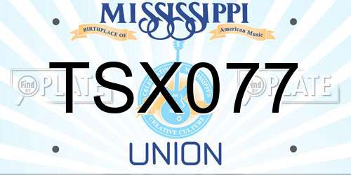 TSX077 Mississippi License Plate