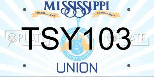 TSY103 Mississippi License Plate
