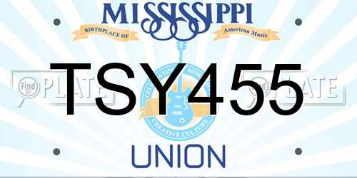TSY455 Mississippi License Plate