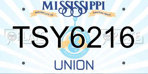 TSY6216 Mississippi License Plate