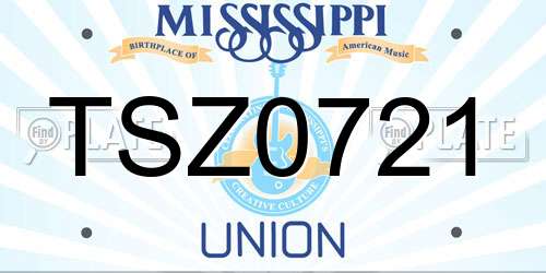 TSZ0721 Mississippi License Plate