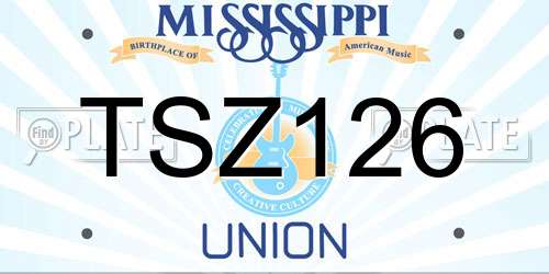 TSZ126 Mississippi License Plate