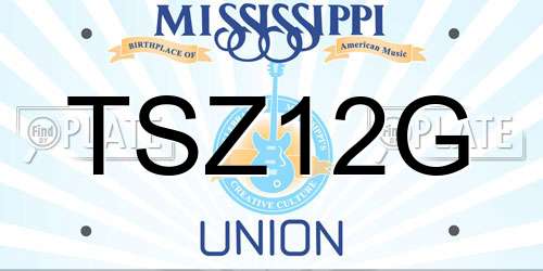 TSZ12G Mississippi License Plate