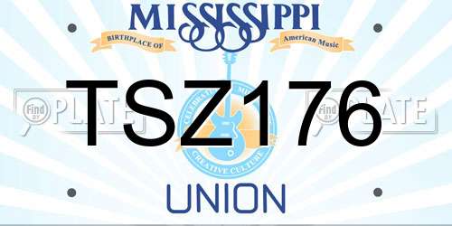 TSZ176 Mississippi License Plate