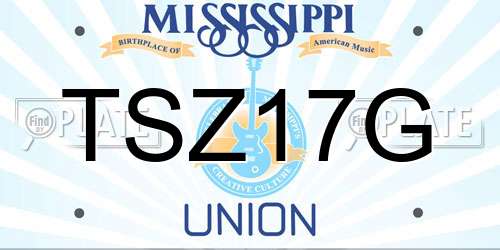 TSZ17G Mississippi License Plate