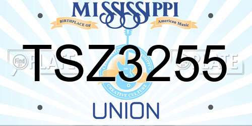 TSZ3255 Mississippi License Plate