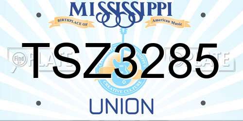 TSZ3285 Mississippi License Plate