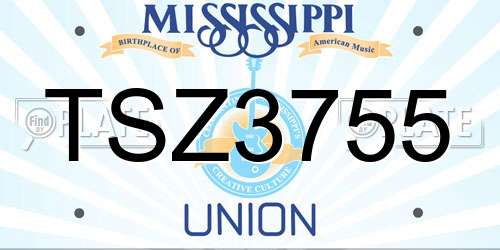 TSZ3755 Mississippi License Plate