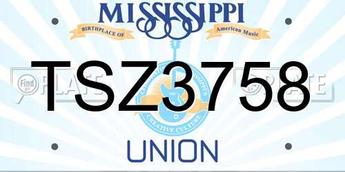 TSZ3758 Mississippi License Plate