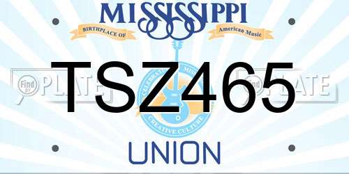 TSZ465 Mississippi License Plate