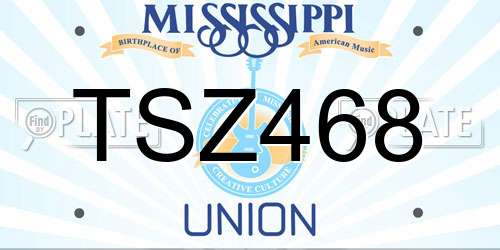 TSZ468 Mississippi License Plate