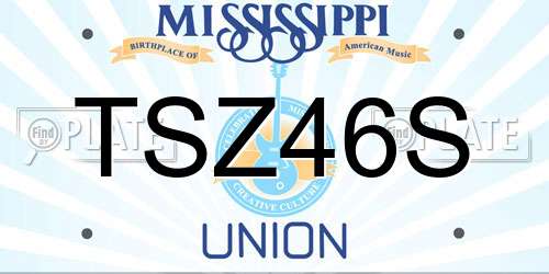 TSZ46S Mississippi License Plate