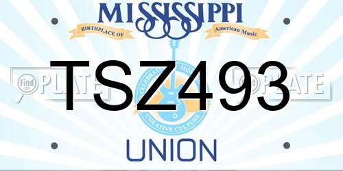 TSZ493 Mississippi License Plate