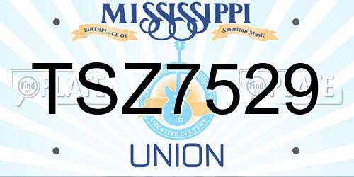 TSZ7529 Mississippi License Plate