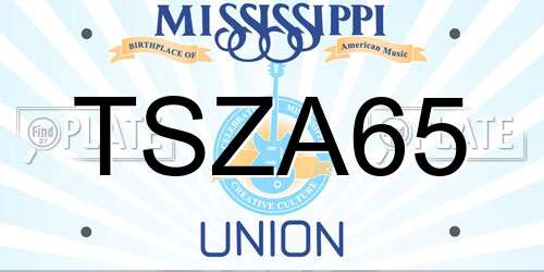 TSZA65 Mississippi License Plate