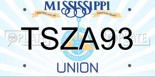 TSZA93 Mississippi License Plate