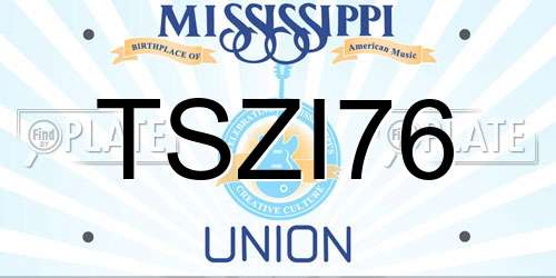 TSZI76 Mississippi License Plate