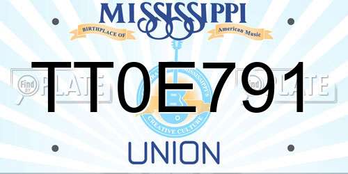 TT0E791 Mississippi License Plate