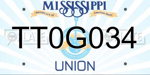 TT0G034 Mississippi License Plate