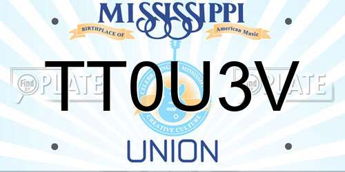 TT0U3V Mississippi License Plate