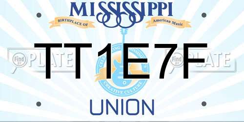 TT1E7F Mississippi License Plate