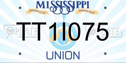 TT1I075 Mississippi License Plate