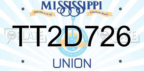 TT2D726 Mississippi License Plate