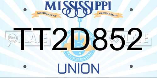 TT2D852 Mississippi License Plate