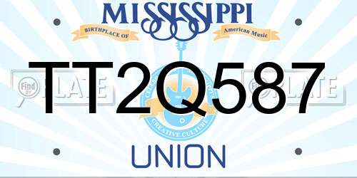 TT2Q587 Mississippi License Plate