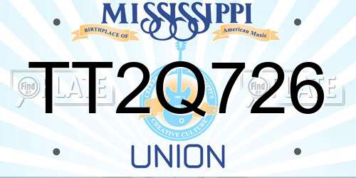 TT2Q726 Mississippi License Plate