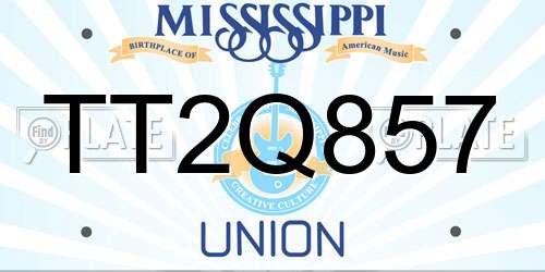 TT2Q857 Mississippi License Plate