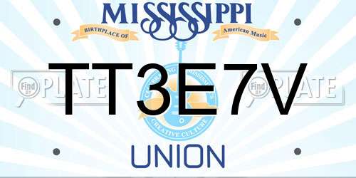 TT3E7V Mississippi License Plate