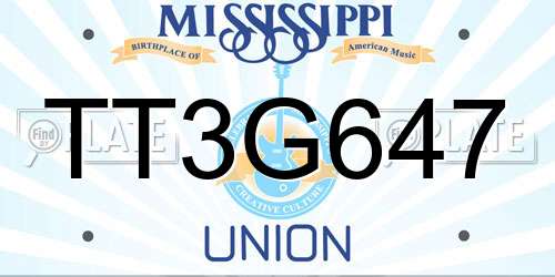 TT3G647 Mississippi License Plate