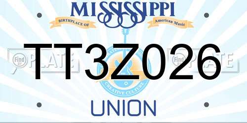 TT3Z026 Mississippi License Plate