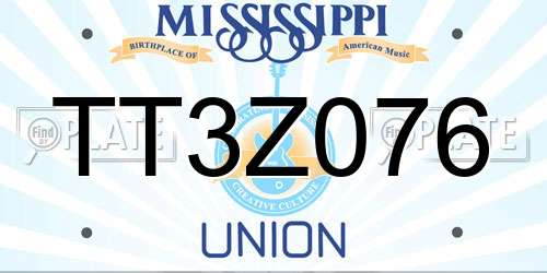 TT3Z076 Mississippi License Plate