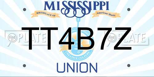 TT4B7Z Mississippi License Plate