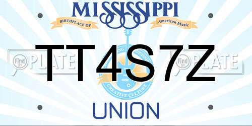 TT4S7Z Mississippi License Plate