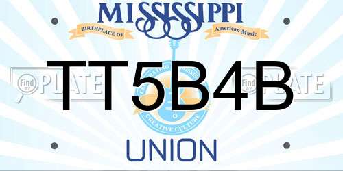 TT5B4B Mississippi License Plate