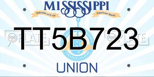 TT5B723 Mississippi License Plate
