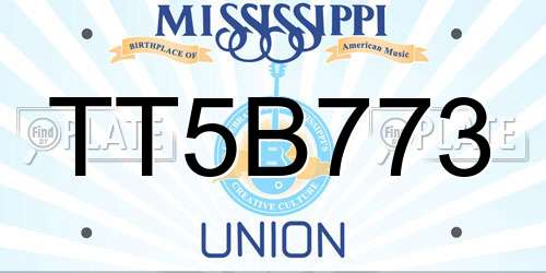 TT5B773 Mississippi License Plate