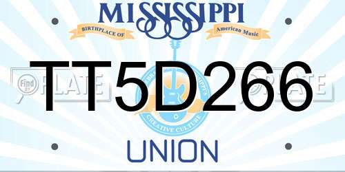 TT5D266 Mississippi License Plate