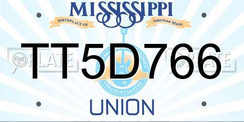 TT5D766 Mississippi License Plate