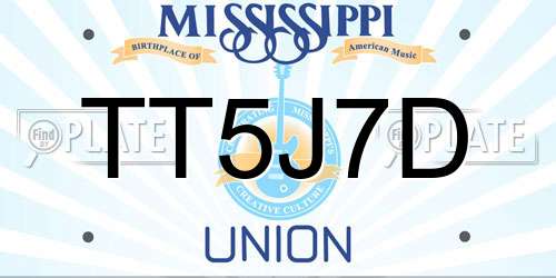 TT5J7D Mississippi License Plate